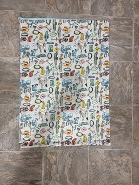 Western Motif Cream Plush Throw Blanket - Multi-Color